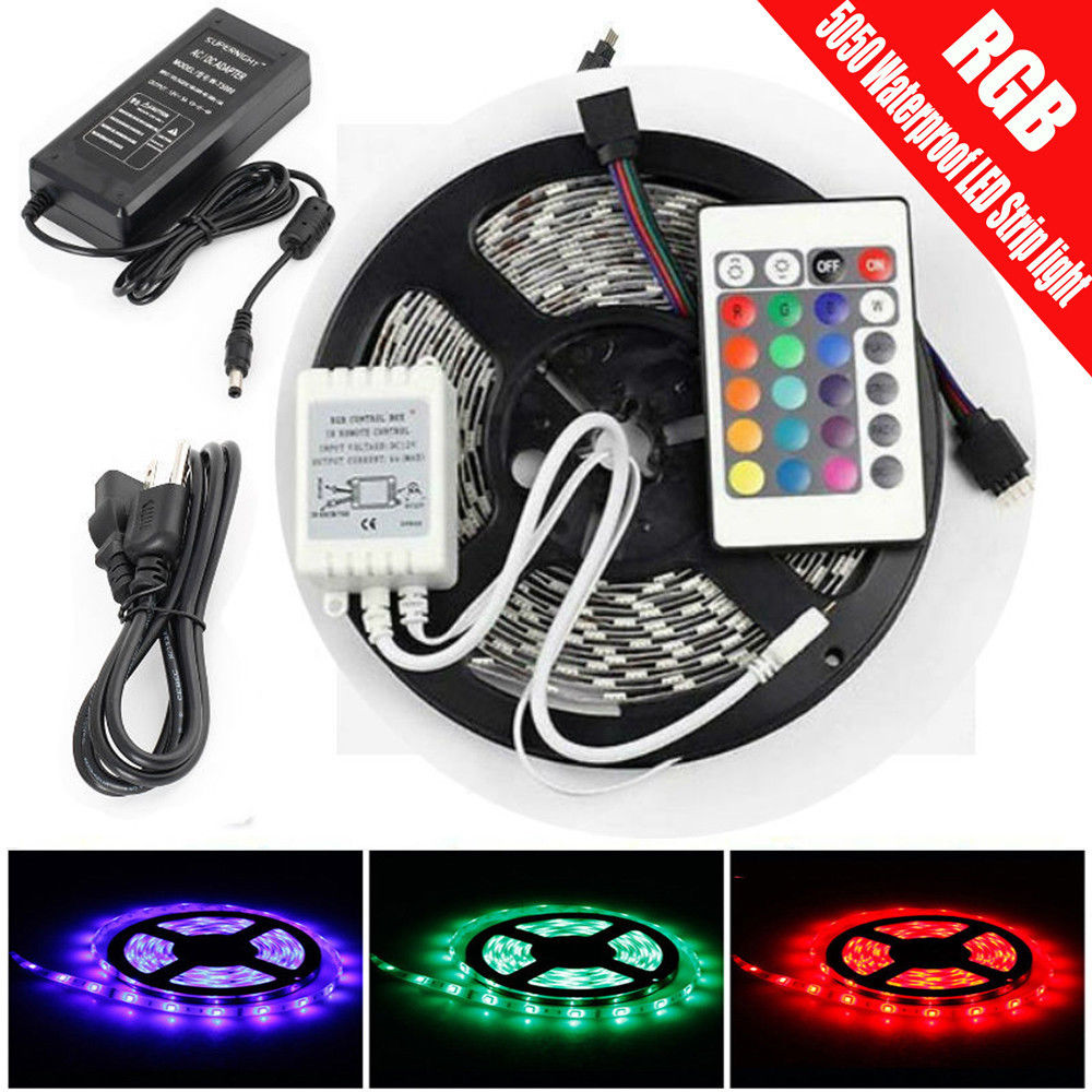 LED Strips Lights 10m Waterproof Mood Lighting LED Tape Lights for Home Kitchen Christmas Indoor & Outdoor Decoration RGB 5050 LEDs Colour Changing Kit with 44key Remote Control 5A Power Supply 